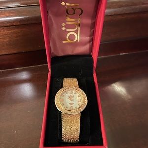 NWOT Designer ladies watch 
Burgi Women's Crystal Accented Swiss Watch